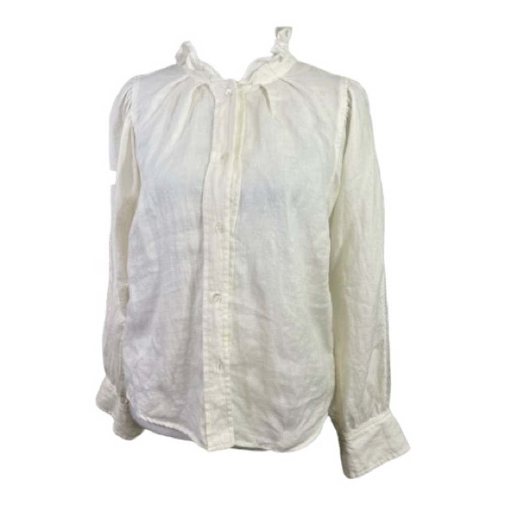 McGuire Denim White 100% Linen Peasant Blouse Size Small